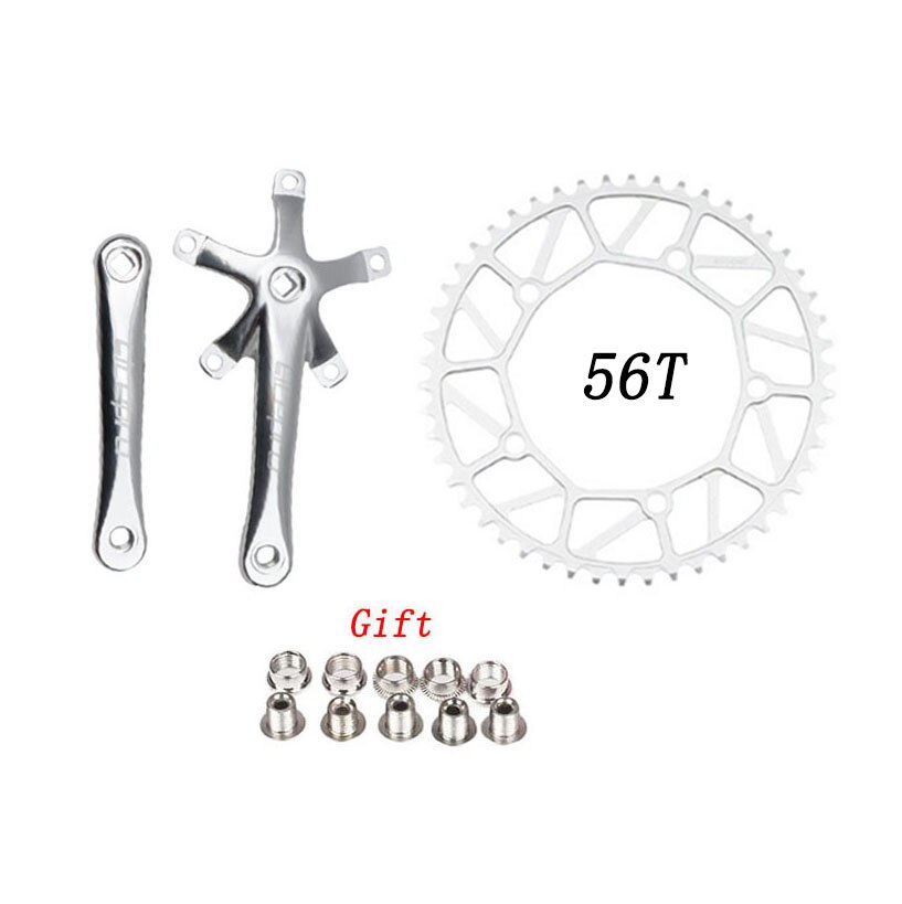 Litepro bicicleta plato único integrado platos y bielas con cadenas manivela 50T 52T 54T 56T 58T BCD 130mm plegable bicicleta piezas de bicicleta: 56T Silver