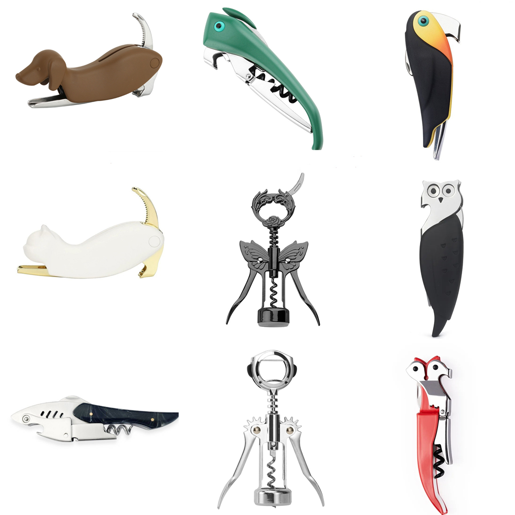 Ouvre-bouteille de vin pour chien, tire-bouchon avec coupe-feuille, ouvre-bière, amoureux des animaux dans le Zoo, chien, chat, oiseau, renard, requin, Robot, hibou, papillon