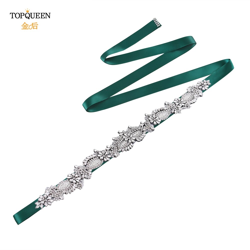 Topqueen  s481 brudekjole bælter og skærper elfenben brudepige kjoler bælte rhinestone beaded bælte brude bælte champagne bælte: Grøn