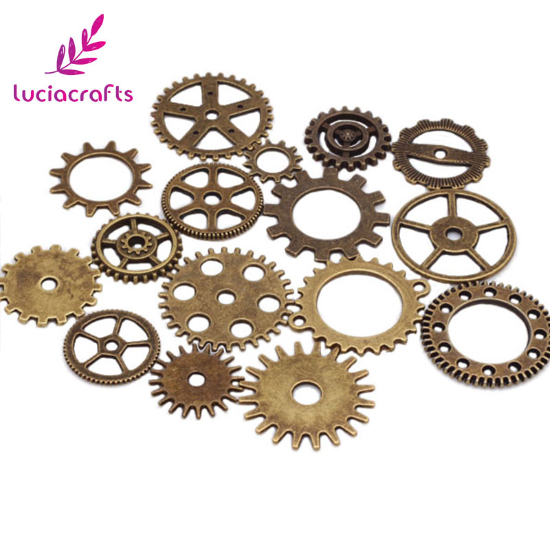 50g/lot Mixed Sizes Mechanical Gears Metal Jewelry Accessories Material DIY Retro Pendant G1003