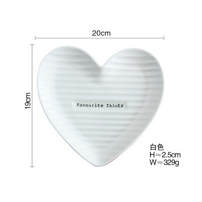 Plato de porcelana con forma de corazón, plato de cerámica para joyería, plato para pastel, postre, aperitivo, bandeja decorativa, decoración de mesa, juego de vajilla: Gran blanco