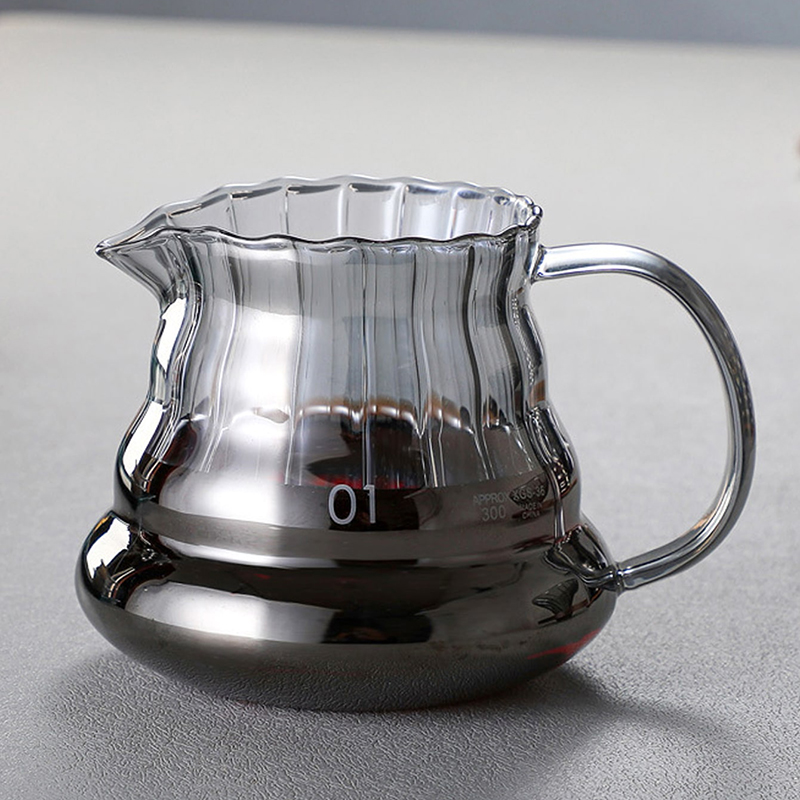 Kaffeekaraffe aus klarem Glas, rautenförmige Kaffeekanne mit wiederverwendbarem Kaffeefilterbecher, Standard-Kaffeekanne aus Glas: MULTI