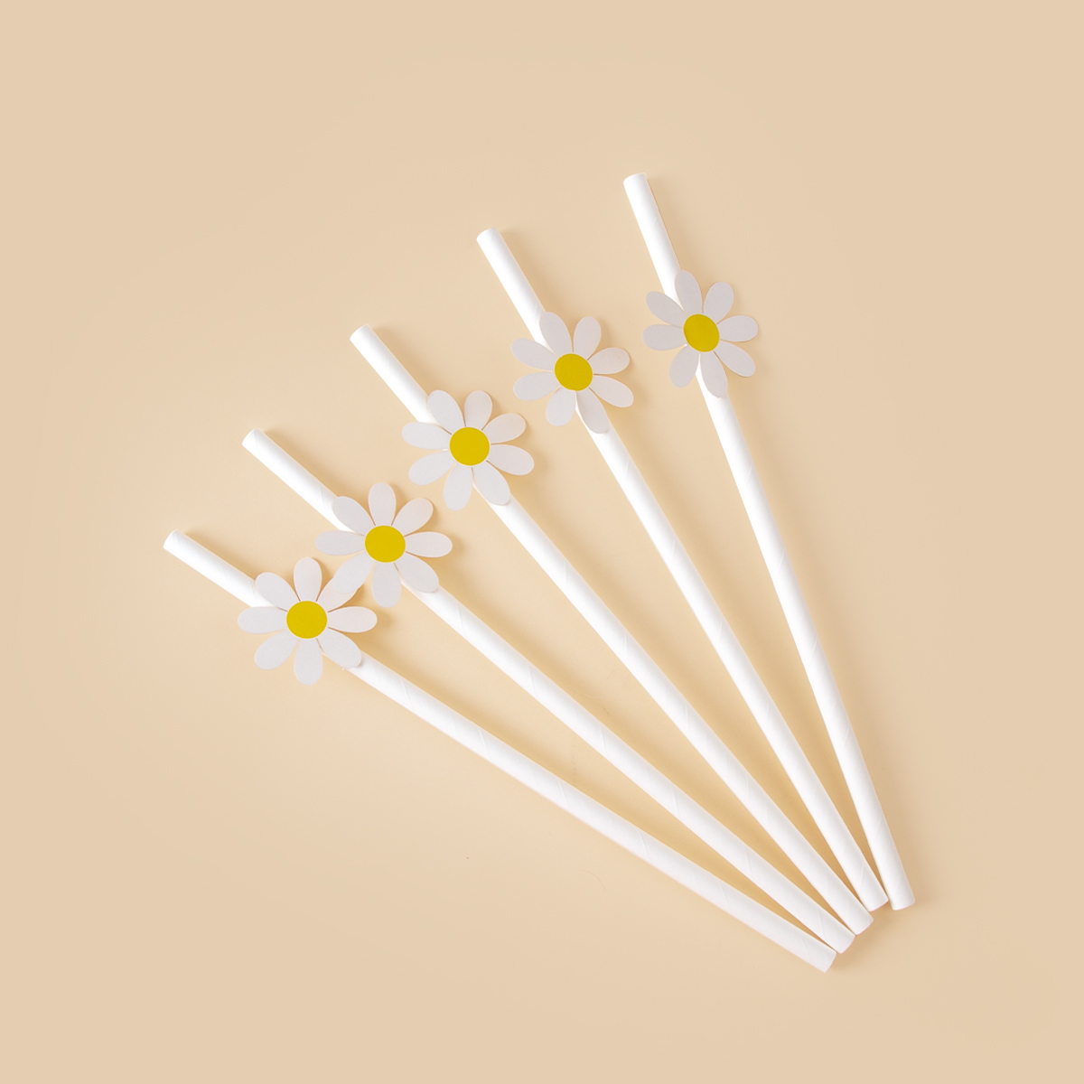 10/20/30 Stuks Daisy Bloem Papieren Rietjes Wegwerp Rietjes Daisy Thema Verjaardagsfeestje Decoraties Bruiloft Feestartikelen: L / Fluorescentie Geel