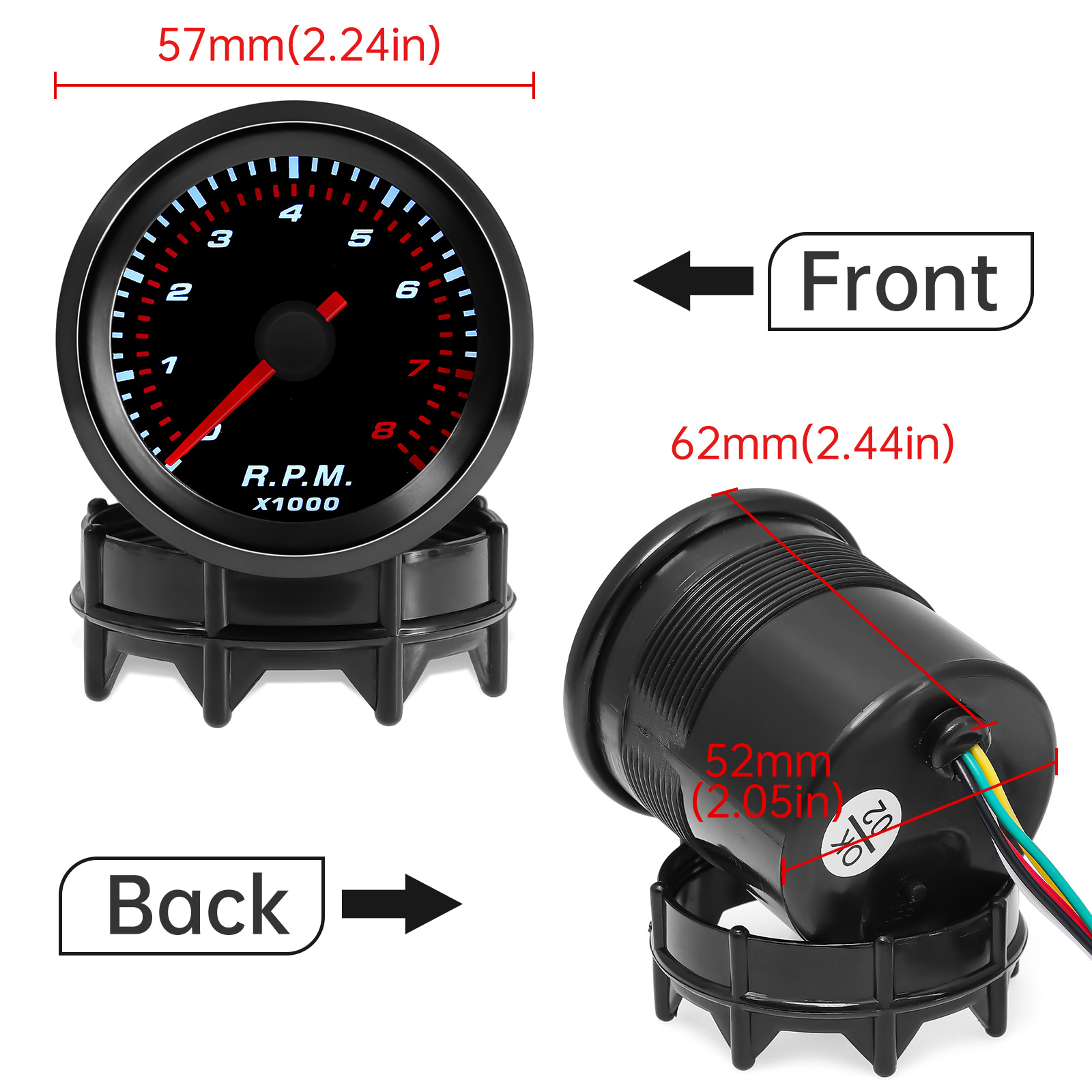 Universal Gasoline Car 2" 52MM Tachometer/Water Temperature/Oil Temp Meter/Boost Meter PSI Bar/Oil Pressure Gauge Voltmeter 12V