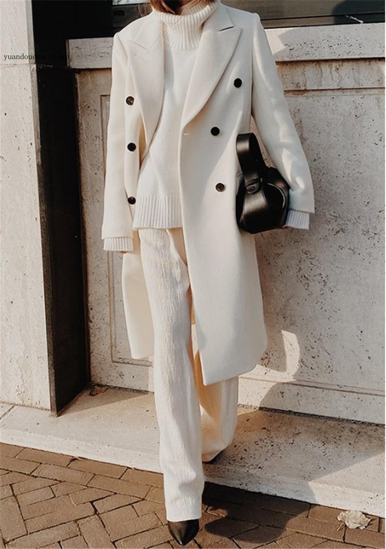 Manteau Long blanc épais pour femme, veste – Grandado