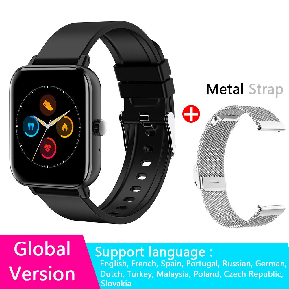 Smartwatch Men Bluetooth Call 1.72inch Full Touch Fitness Tracker Blood Pressure Clock Women Smart Watch for Xiaomi PK GTS Band: Set metal A