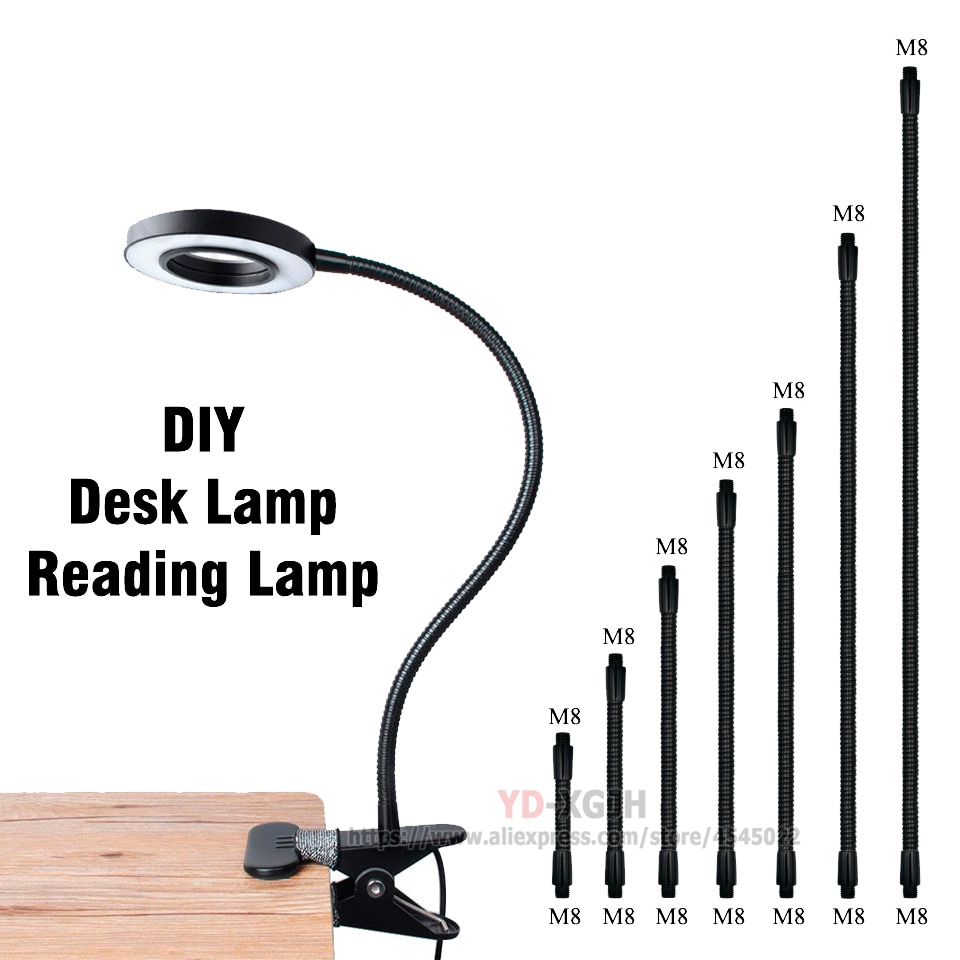 Dia 10mm/12mm elastyczny uchwyt lampy gęsiej szyi LED lampa uniwersalny wąż metalowy serpentyn rury dla 1W 3W 5W DIY lampa biurkowa led