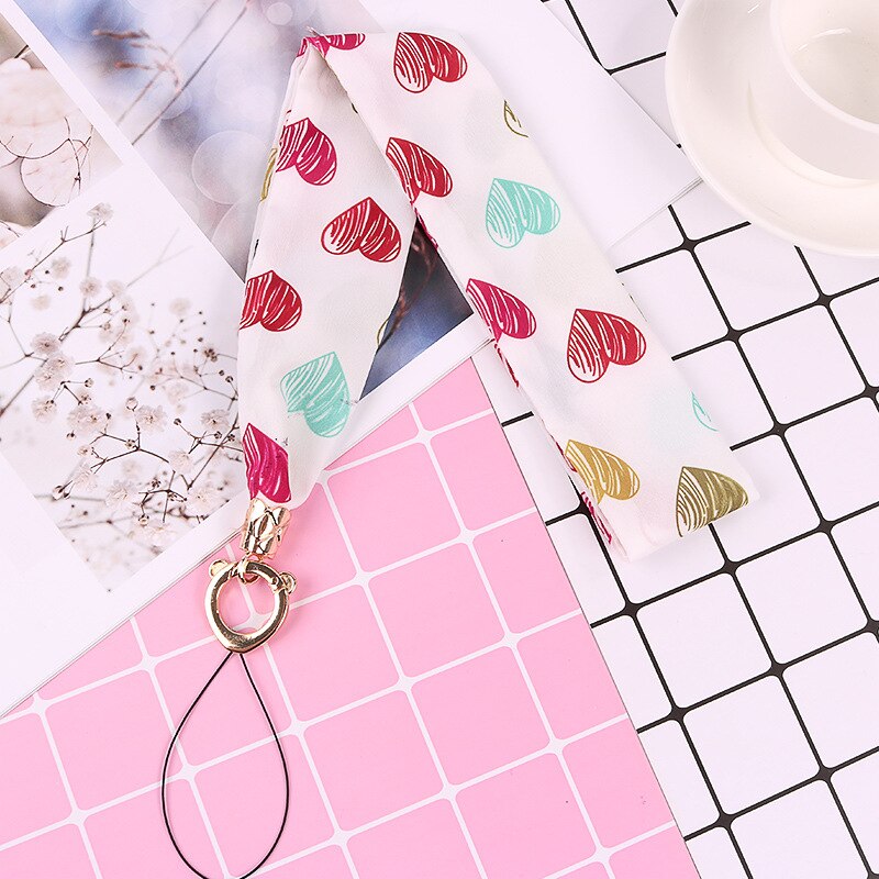 Mobile silk Lanyard neck strap for key card phone string kawaii wrist strap hand key cord necklace phone holder rope: 11