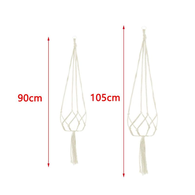 1pc Green Hanging Basket Net Bag Handwoven Knotted Flowerpot Decor Plant Garden Handmade Hanger Rope Macrame Home Cotton Li S4J6