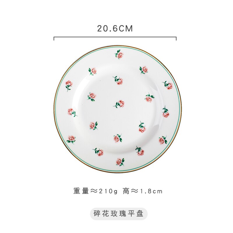 Cute plate Set Phnom Penh Rose Flower Ceramic Dinner Plate: B-plate