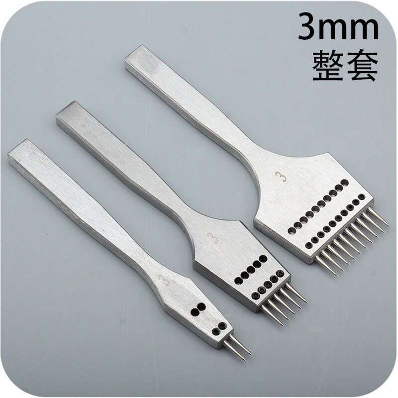 Sharp Head Round Hole Puncher Stainless Steel DIY Handle Row Punching Tools Replaceable Head Leather Tools