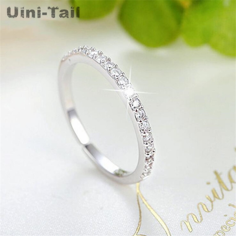 Uini-Tail2019 nova listagem 925 prata esterlina temperamento simples única linha micro incrustada anel coreano moda pequena e requintado