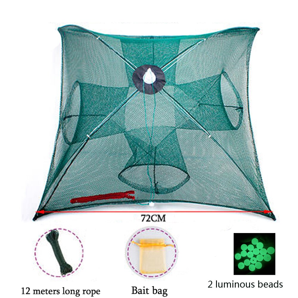 Filet de pêche automatique 4-20 trous Cage à homard en Nylon pliable piège à crabe filet de coulée renforcé filet de pêche pliant: B- 4 Holes