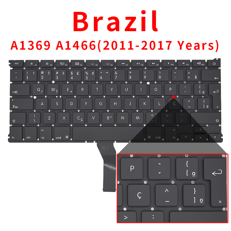 Kannettava tietokone  a1369 a1466 us uk venäjä saksa ranska espanja portugali näppäimistö macbook air 13 " näppäimistöt ilmaiset ruuvit: Kahvia