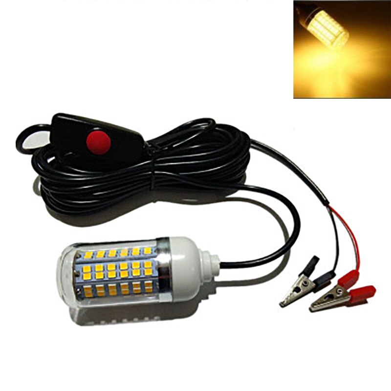 underwater fishing light for pools 220v waterproof 12v led powered marine lights strip switch fish quarium projector plug boat: warm white