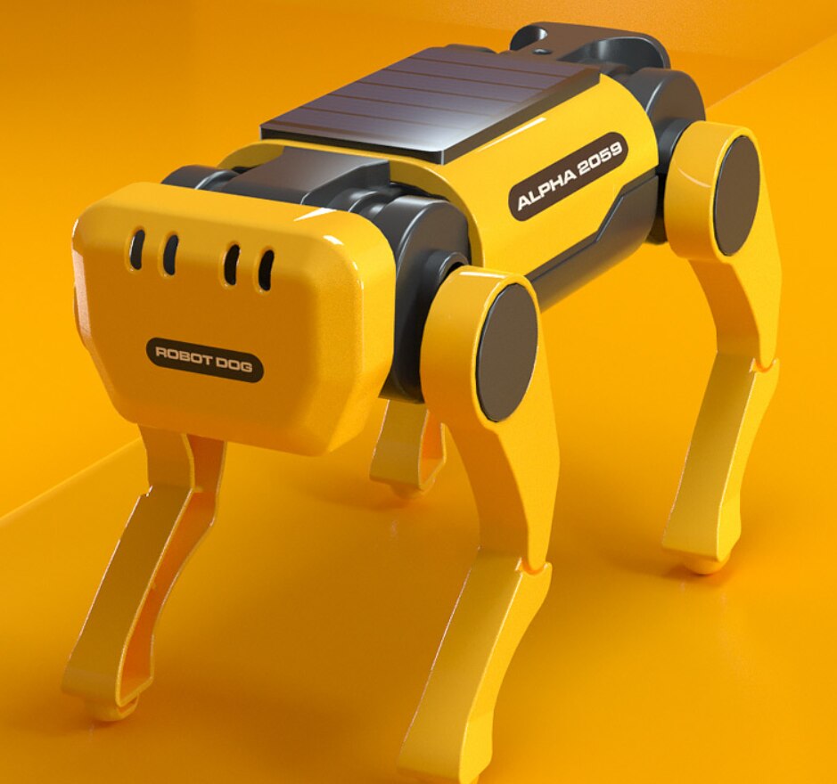 Quadruped Bionic Smart Robot Dog Toys Steam Solar Electric Mechanical Dog Educational Assembly Science Tech Puzzle Toy