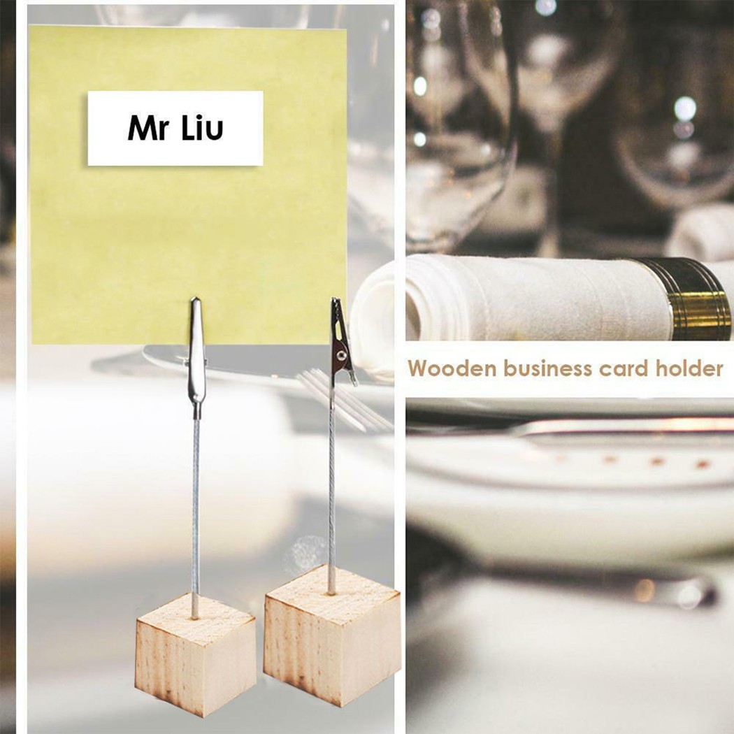 10Pcs Wooden Metal Photo Alligator Clip Memo Diy Wire Picture Frame Table Stand Tabletop Photo Holders For Pictures Pine Wood