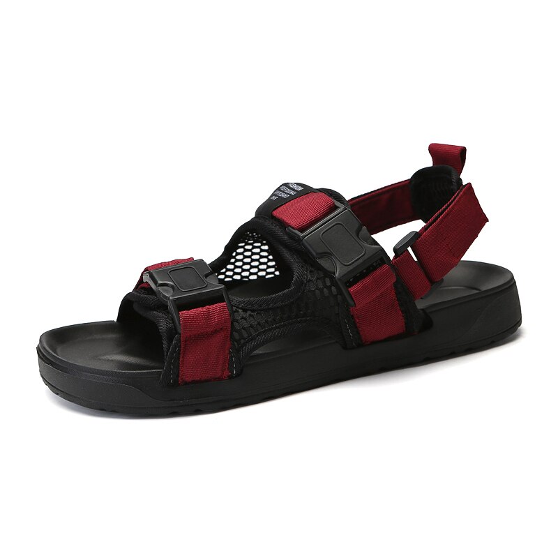 Sommer mænd sandaler åndbar strand mænd hav sko træsko afslappet vand sko herre slipper sandalia masculino voksen: Rød / 9.5