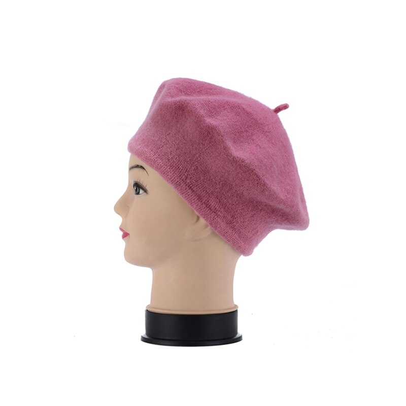 Fransk stil vintage baby kid piger uld blød vinter varm almindelig baret hue hatbd 0039: Lyserød