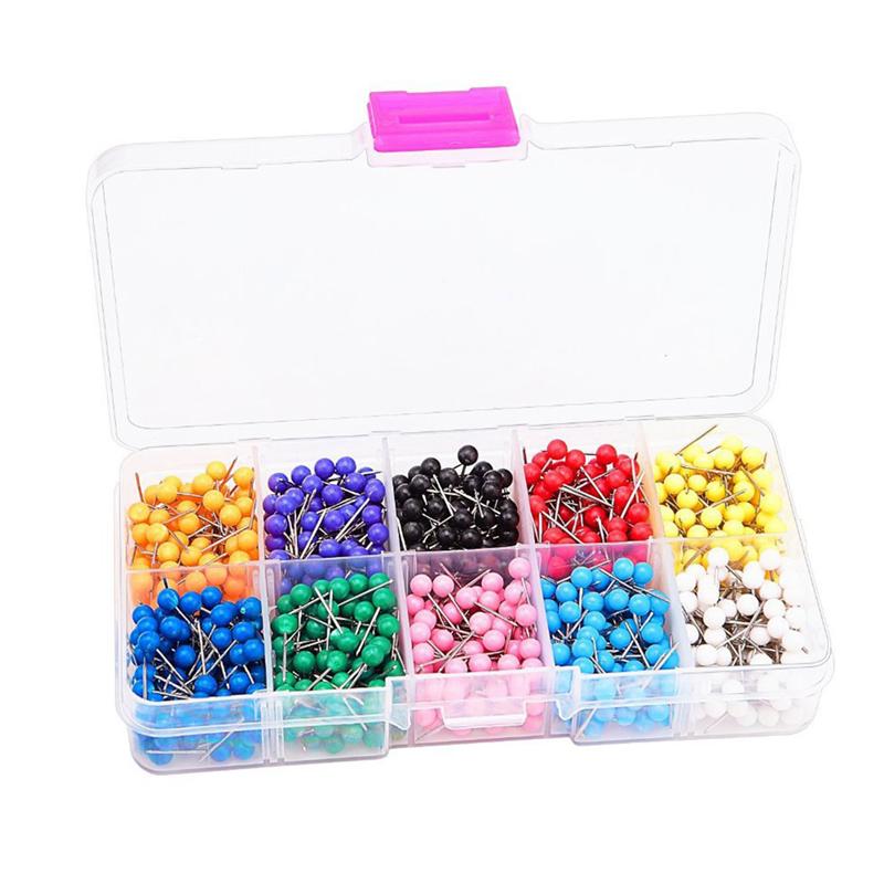 500pcs Thumbtack Plastic Ball Pins Push Pin Thumbtack For Display Board DIY Sewing Craft Pins