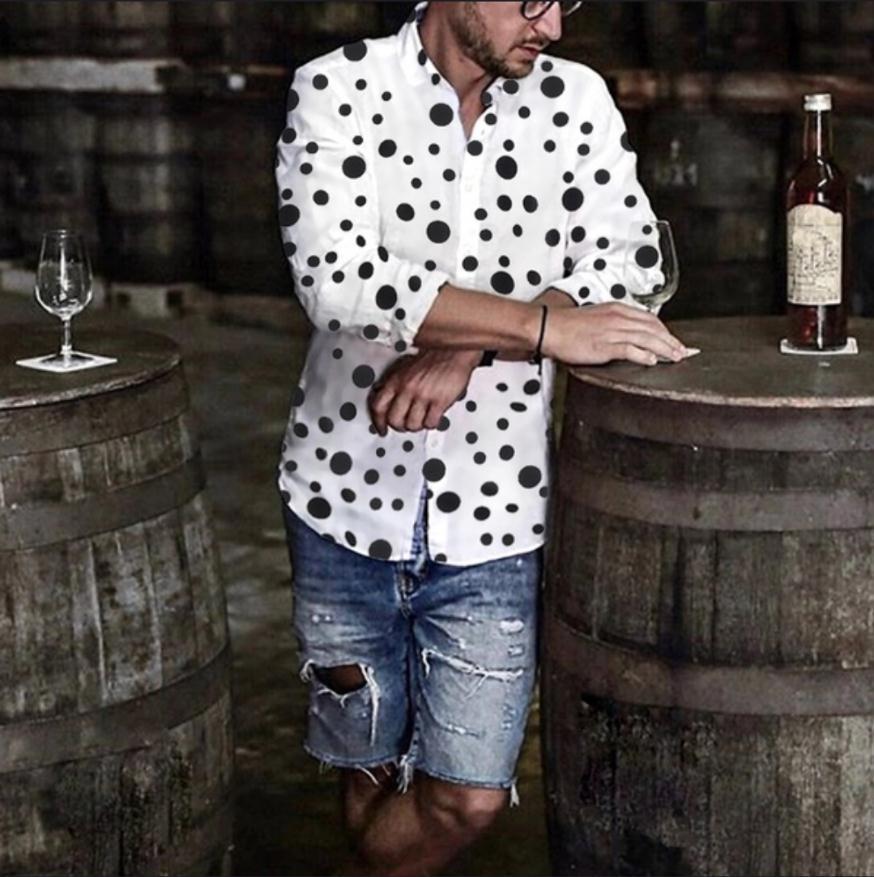 Men's shirts spring style casual all-match long-sleeved shirt trend