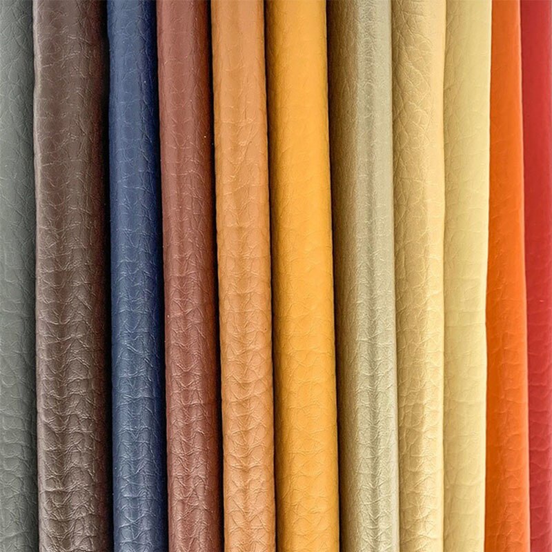 Litchi pu couro sintético 50x137cm, litchi auto adesivo falso couro tecido para costura saco de laço broches sofá carro material diy