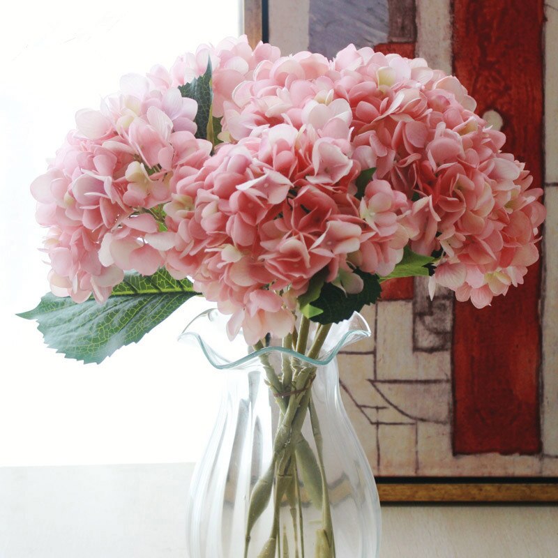 Kunstige hortensia blomster enkelt bryllup hortensia kunstige blomster silke blomst buer jul hjem dekorative blomster
