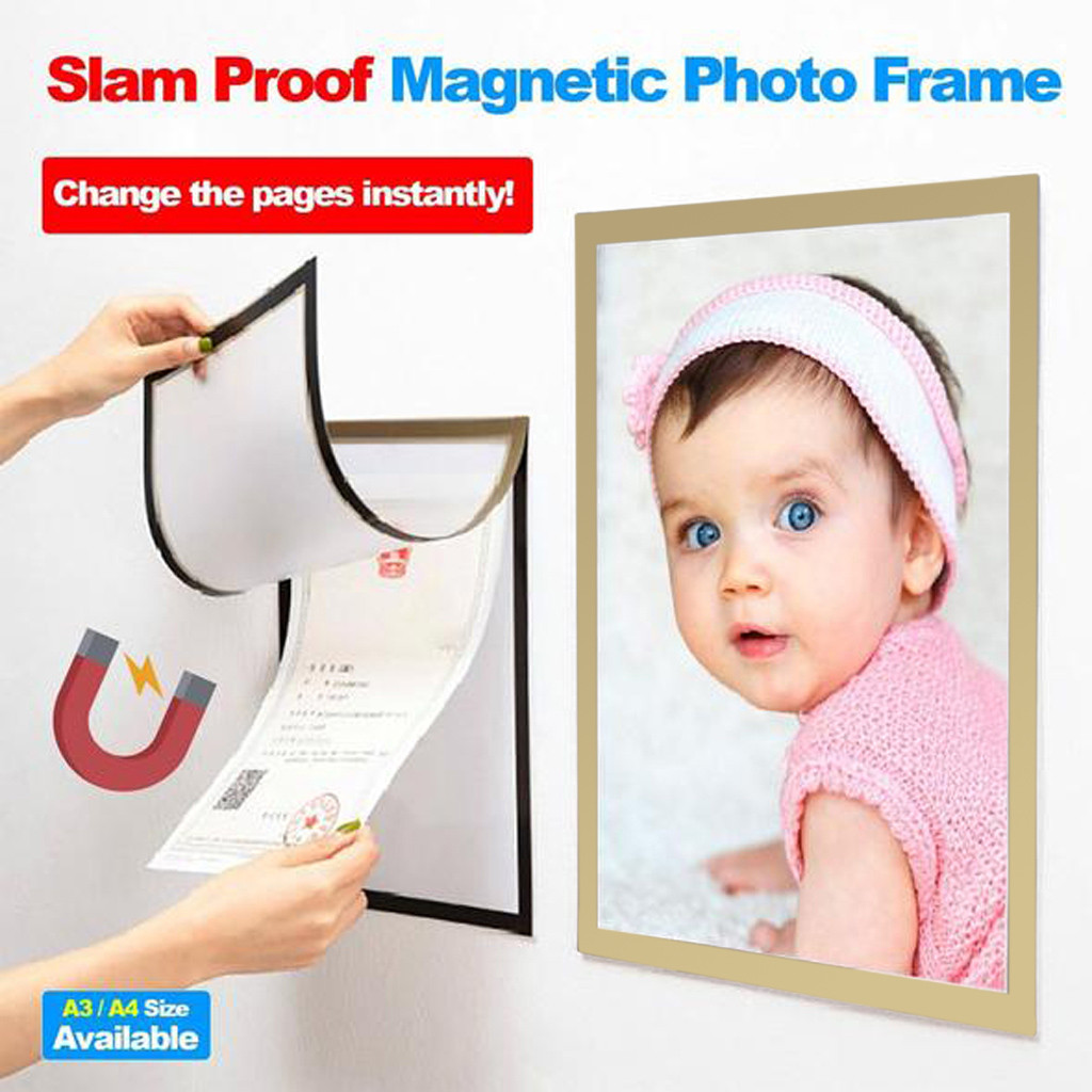 Slam Proof Magnetic Photo Frame Magnetic Picture Frame Refrigerator Wall Decor Porta Retrato Marco Foto Ramka Na Zdjecie A4 A3