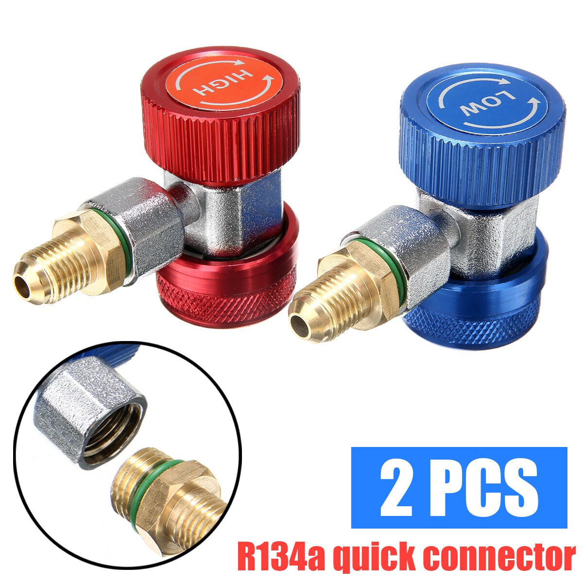 2pcs High Low Adapter Connector R134a Quick Connector For Air Conditioning Refrigerant Adapter Accessories