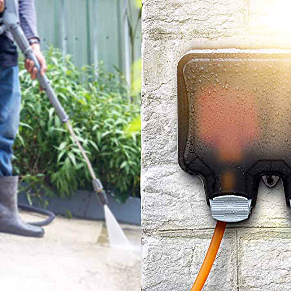 Weatherproof 2 Gang Socket Multi Functional Six Hole Ip66 Outdoor Waterproof Dual Power Socket Box Dustproof 13A Wall Socket