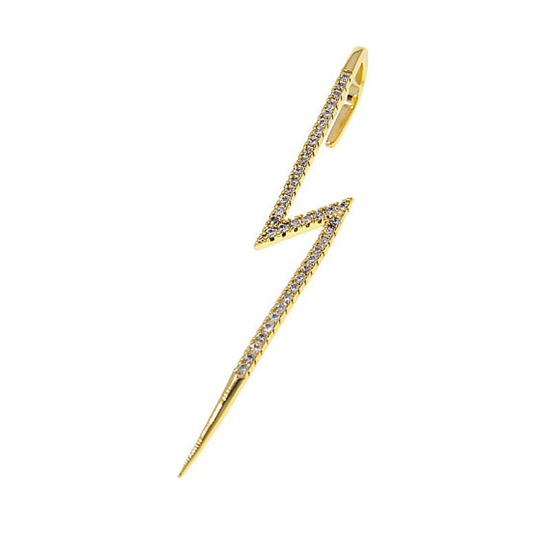 Nuevos pendientes de gancho sobre orugas con aguja para oreja para mujer, pendientes de perforación de circonio con incrustaciones de cobre Diagonal de aurícula envolvente/1 ud.
