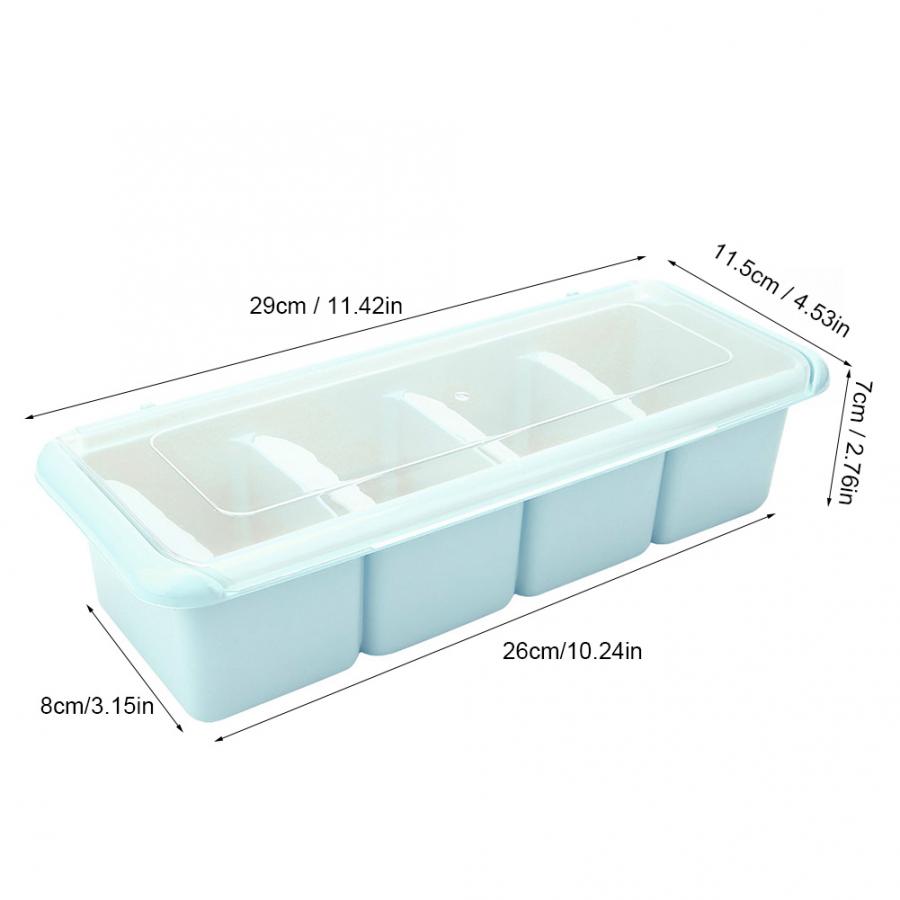 Caja de condimentos de 4 celdas, estante de especias, organizador, soporte para condimentos, contenedor de cocina, tarros de especias, herramienta para especias,