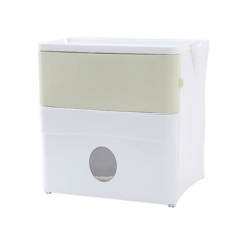 Double couche étanche multifonction salle de bain boîte de rangement mural papier toilette plateau rouleau papier Tube porte-papier hygiénique: green