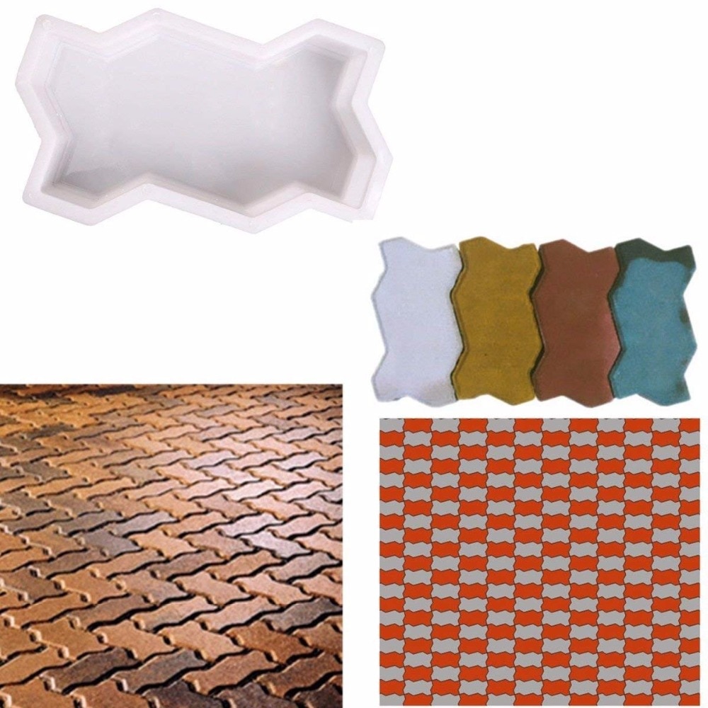DIY Three Wave Shape Plastic Pavement Mold Garden Paths Maker Concrete Mould Cement Brick Molds Paving Slabs Garden Stone Maker