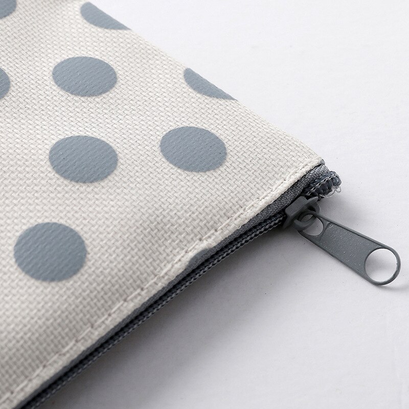 1 Pcs Kawaii Simple Grid Dot Canvas Pencil Bag Stationery Storage Organizer Pencil Case Office School Supply Pencil Box