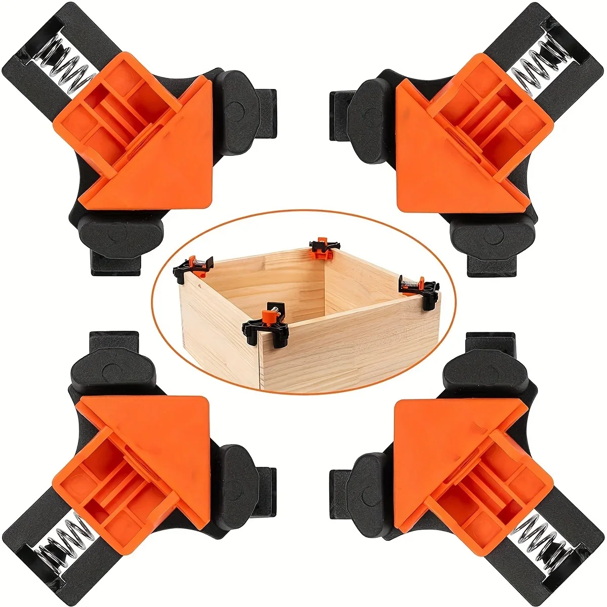 90 Degree Corner Clamps - Quick Adjustable Spring Loaded Woodworking Clamps for Cabinets, Photo Framing & DIY Wood Projects