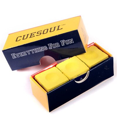 Cuesoul 3 stks/set Snooker Biljart Krijt Biljartkeu Krijt Olie Droog Biljart No-slip Krijt Roze Groen Blauw Geel: YELLOW