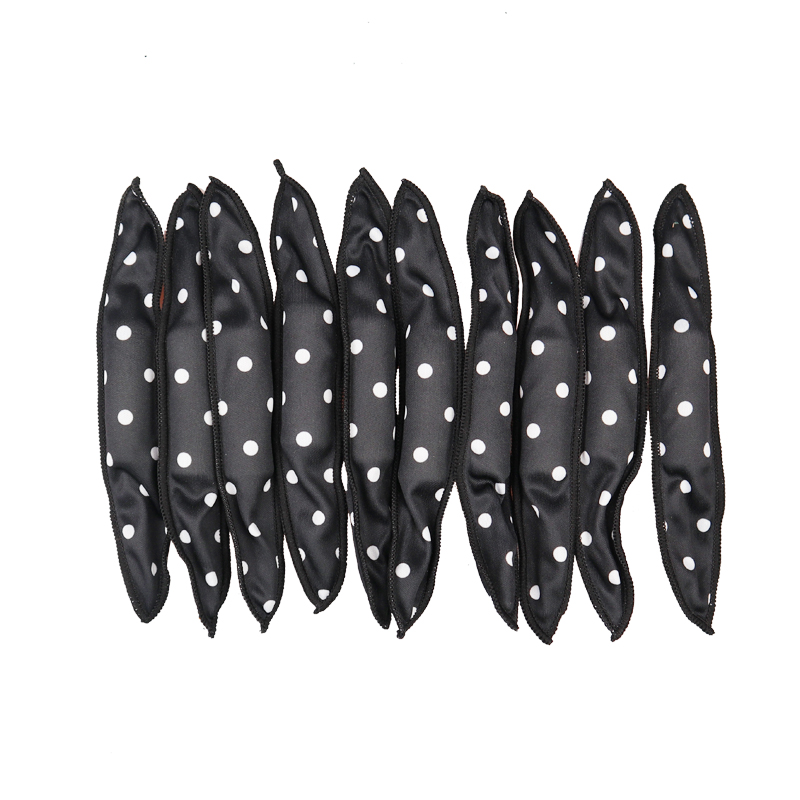 10 Pcs/Lot Hair Curlers Soft Sleep Pillow Hair Rollers Set Best Flexible Foam and Sponge Magic Hair Care DIY Hair Styling Tools: 10pcs Black