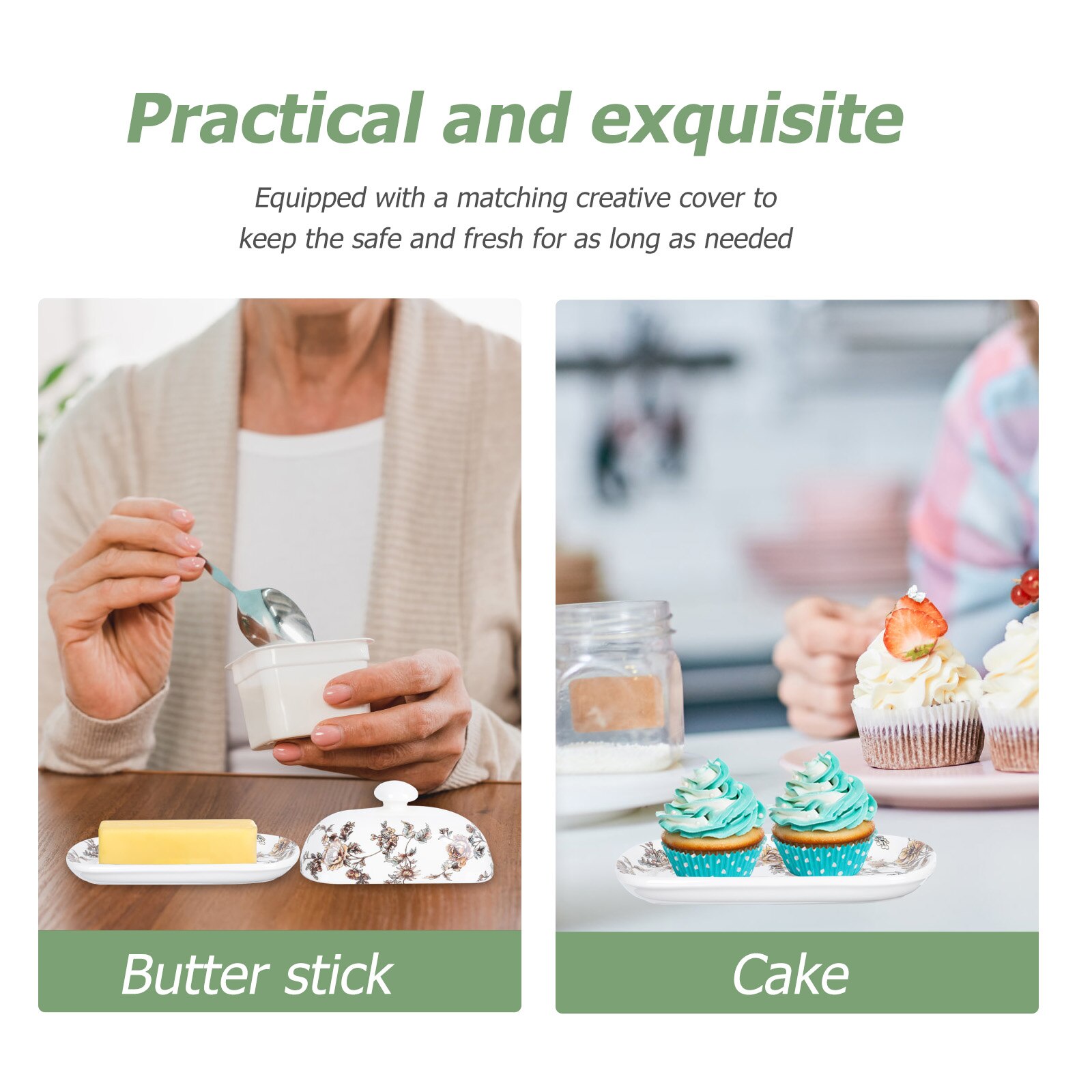 1pc Ceramic Dish Food Service Plate Butter Dish Cheese Box Food Dish