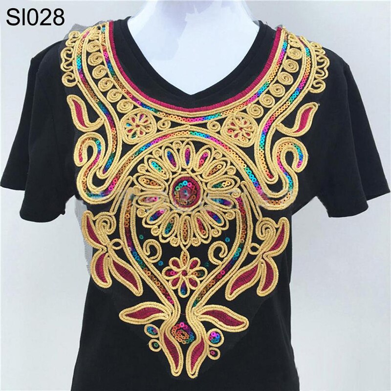 Kobiety dekolt haftowane szyi wykończenia koronki fałszywy kołnierz etniczne z pałąkiem na szyję Collarband szycia na łaty robić naszycia DIY Wykonany ręcznie wykończenia