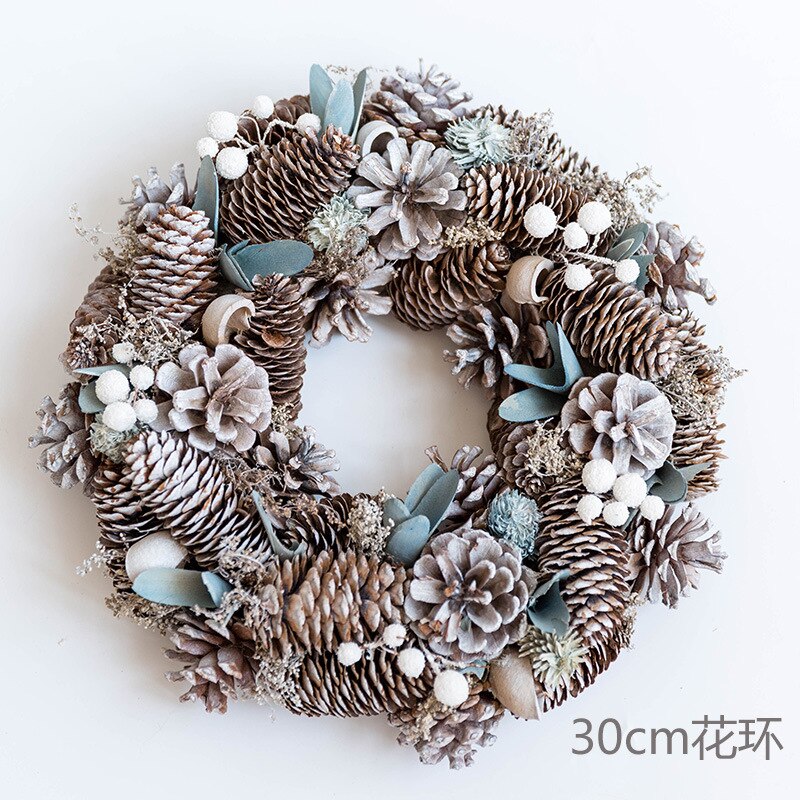 Handmade Christmas christmas Natural dry flowers wreath Snow Wreath wreath dried wreath: 30cm