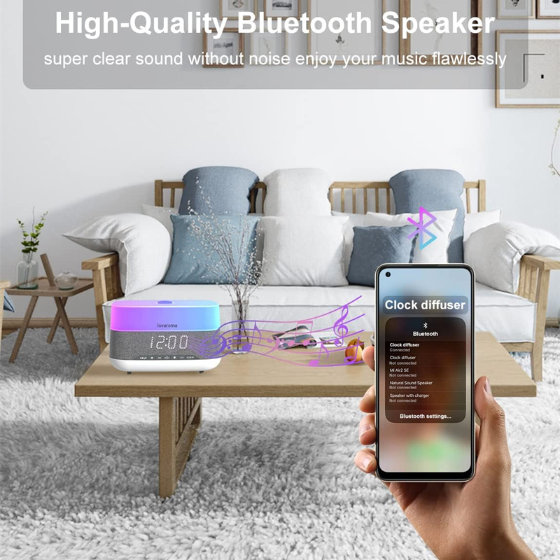 Lovaroma M01 300Ml Koele Mist Luchtbevochtiger Aroma Diffuser Etherische Olie Bluetooth Speaker Wekker Verlichting Lamp Timing Geur