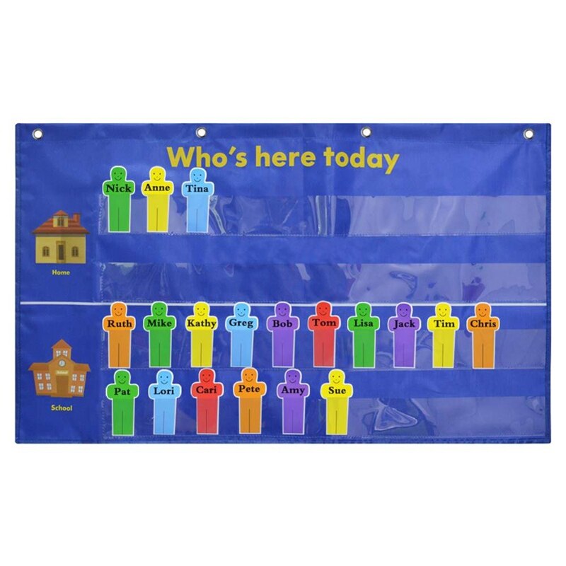 Who Is Here Kids Attendance Pocket Chart Suitable for Classroom Preschool Kindergarten with 36 Replacement Cards: Default Title