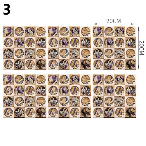18Styles 20cm*20cm 6PCS/Set DIY Home Decor Kitchen Vinyl Self-sdhesive Wallpaper Backsplash Mosaic Tile Sticker Home Decoration: style3