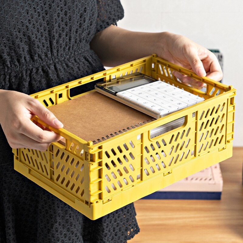 Foldable Storage Basket Stackable Folding Storage Box Organizer Multi-purpose Household Sundries Storage Snack Fruit Basket