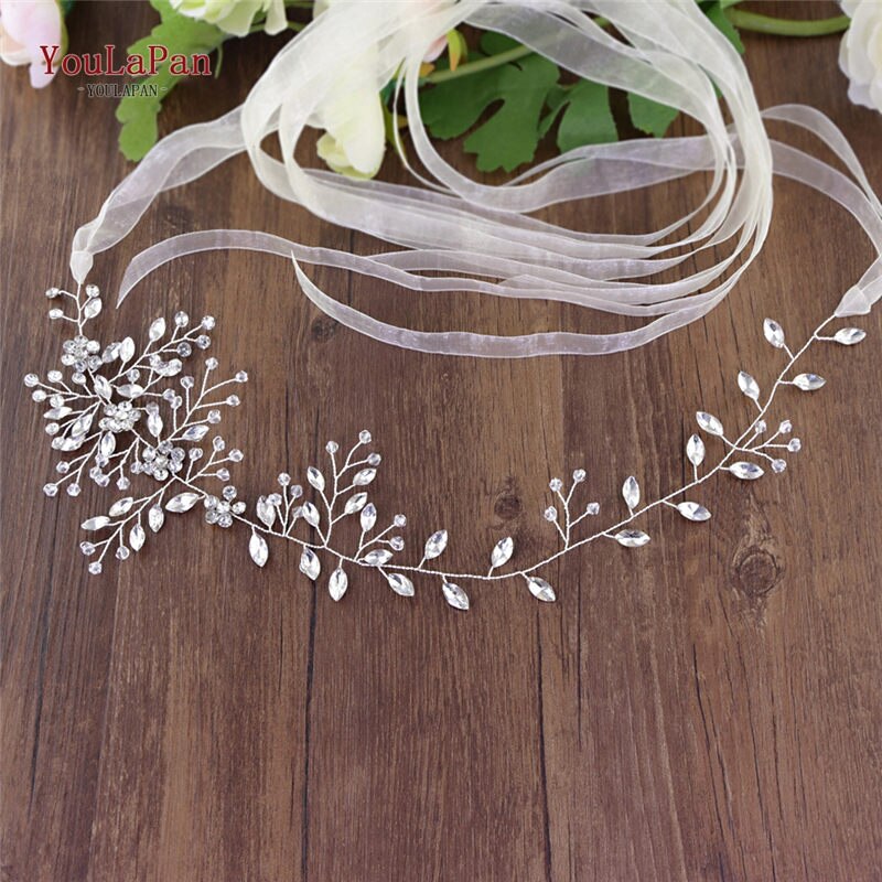 YouLaPan – ceinture fine en cristal pour robe de mariée avec strass, accessoires de mariage, SH65: Ivory organza