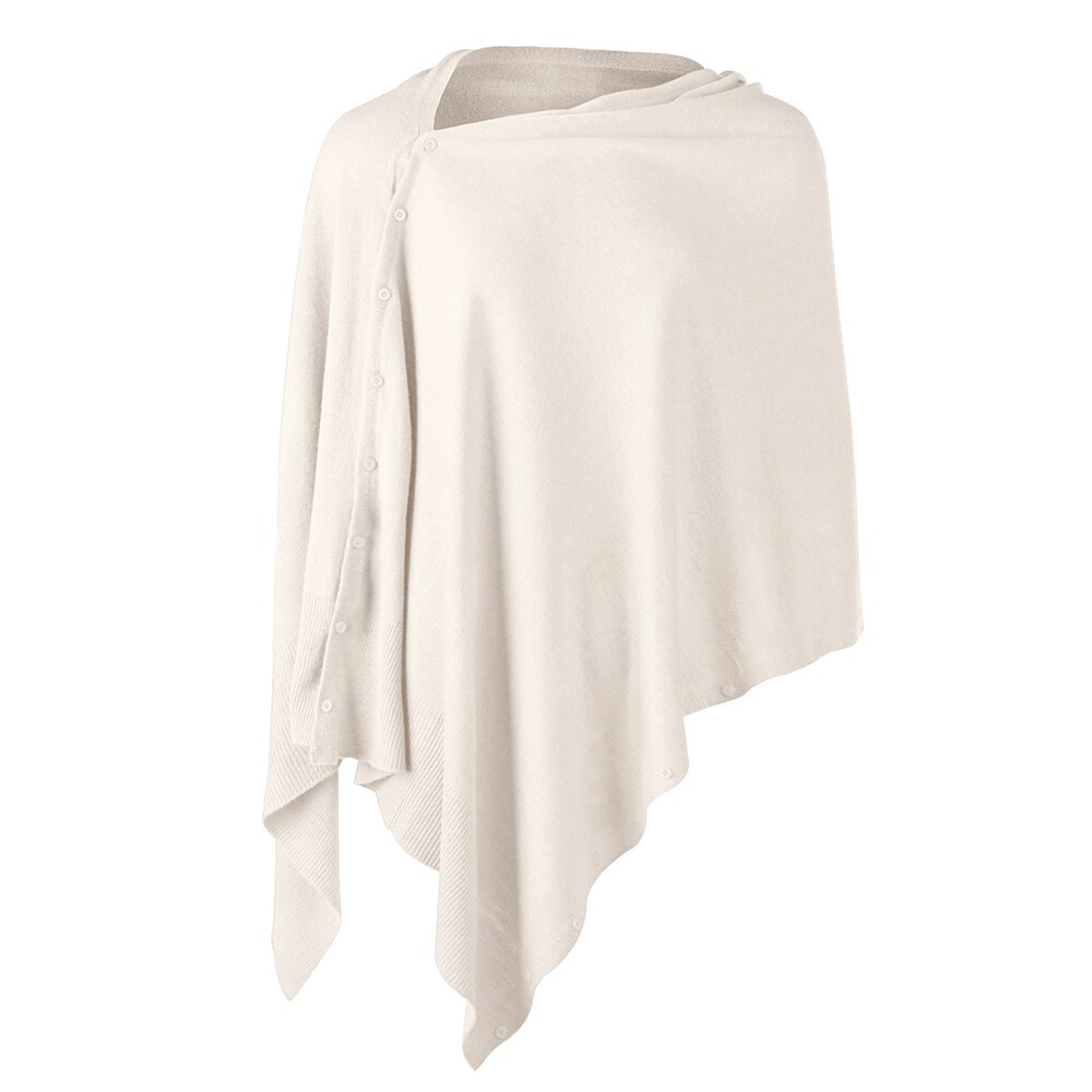 Women's Versatile Shawl Solid Scarf with Buttons Poncho Light Weight Autumn Shawls Lady Cape Cardigan Women Anniversary: beige