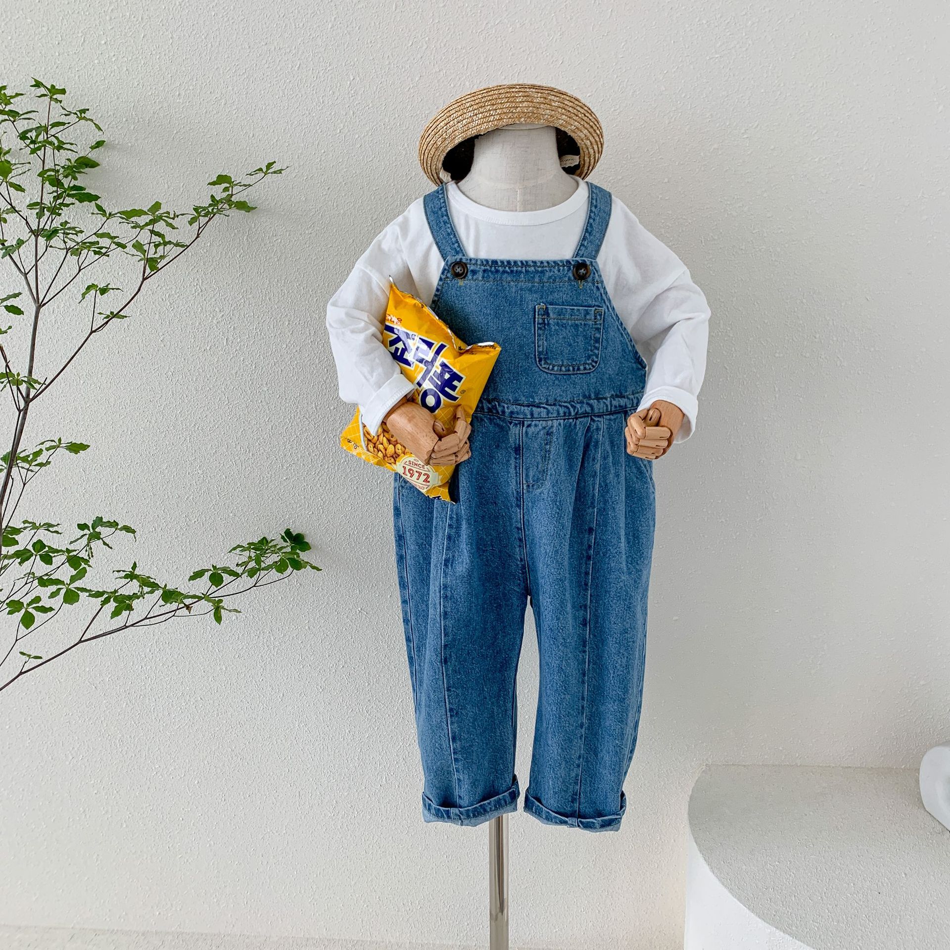 Barn jeans overall höst småbarnsdräkter pojkar byxor leggings casual småbarn flicka jumpsuit baby flicka romper