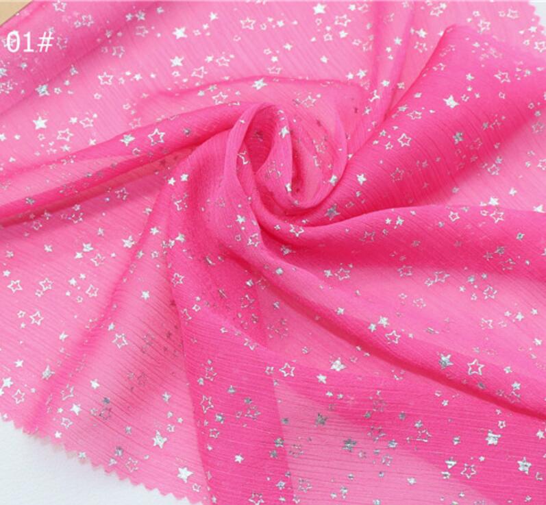 Cosplay Chiffon Stof 30D Zilveren Ster Gebronste Stof Glanzende Stof Bronzing Kostuum Jurk Stof DIY: Fuschia