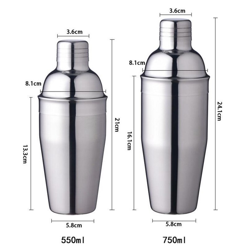 UPORS Cocktail Shaker 550ml/750ml Stainless Steel Wine Martini Boston Shaker Mixer For Bar Party Bartender Tools Bar Accessories